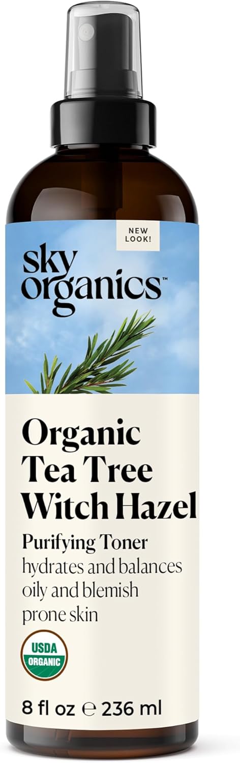 Sky Organics Organic Tea Tree & Witch Hazel for Face, Purifying Facial Toner to Hydrate, Soothe, Cleanse and Balance Blemish-Prone Skin, Helps Minimize The Appearance of Pores, 8 fl oz webook