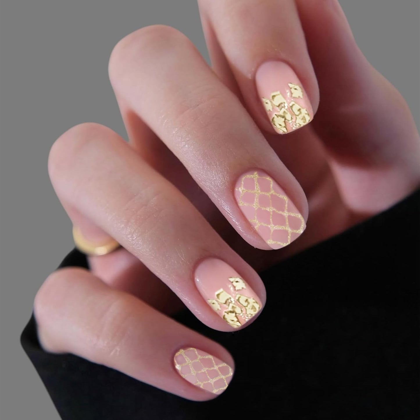 Semi Cured Gel Nail Strips-Semi Gel Nail Polish Stickers Waterproof Nail Art Wraps 18 Pre-Cut Designs Quick Dry Manicure Set Works with Any UV/LED Lamps(Golden Hour)