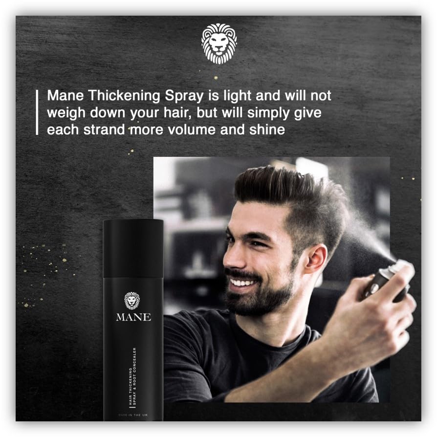 Hair Thickening Fiber Spray by Mane (100ml, Grey)