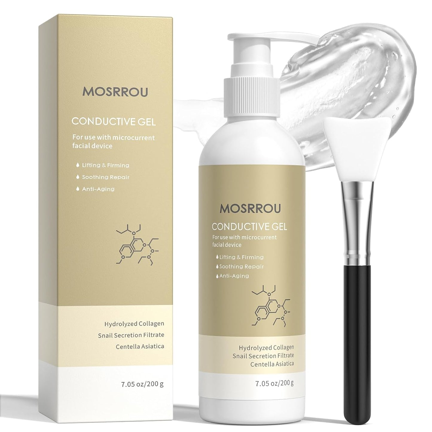 Microcurrent Conductive Gel Hydrating Collagen Leave-On Primer for Face Conductivity Gel with Hyaluronic Acid Snail Mucin Centella Asiatica Fragrance-Free Paraben-Free Work with Facial Device