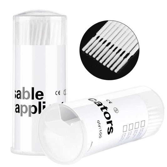 200 Pieces Disposable Micro Brush Applicator Microswabs for Eyelash Extension Removing Tools, Mini Cotton Swab Brushes for Makeup and Personal Care (White)