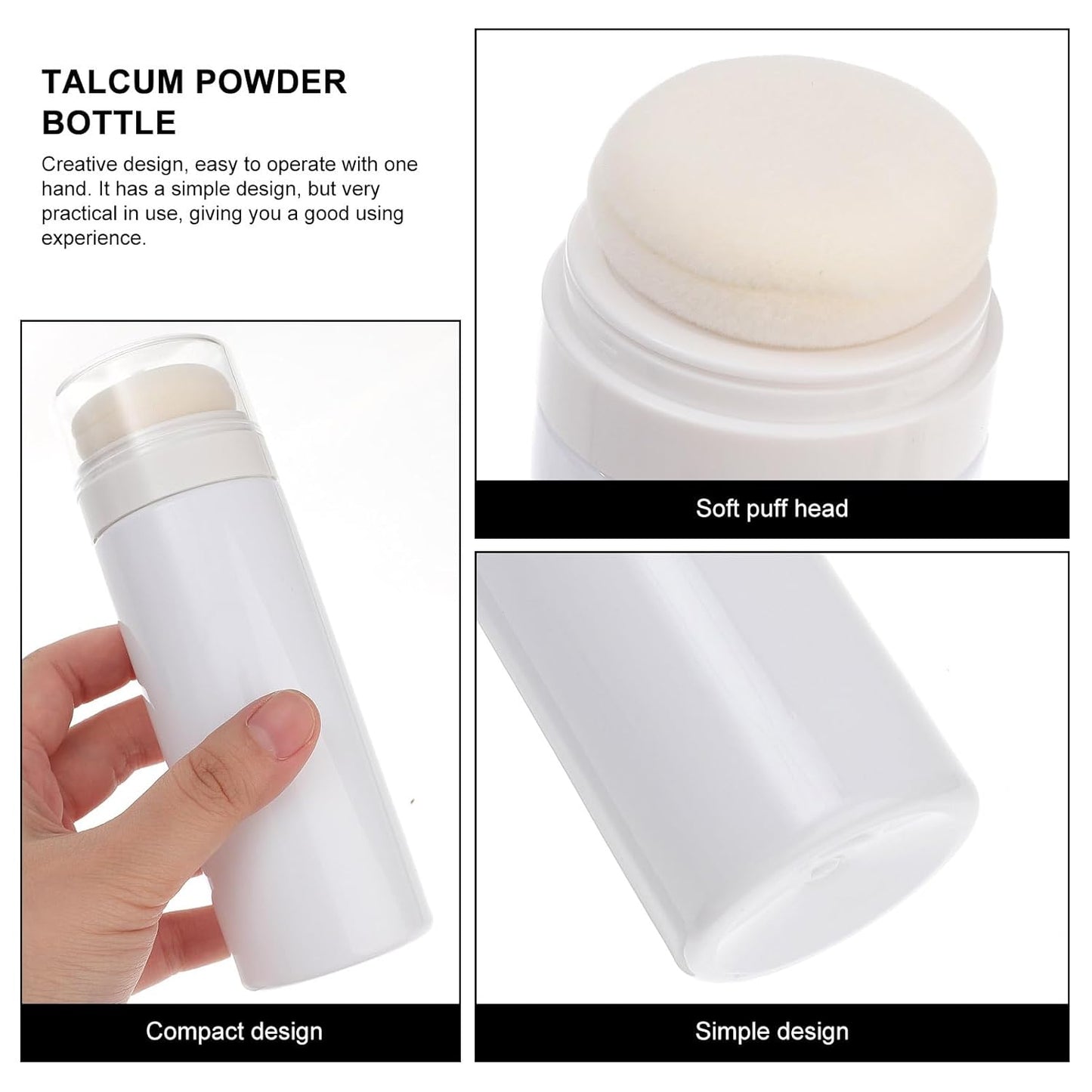 Travel Powder Puff Box with Puff, Body Powder Dispenser for Baby and Women, Loose Powder Bottle Container for Talcum and Dusting Powder