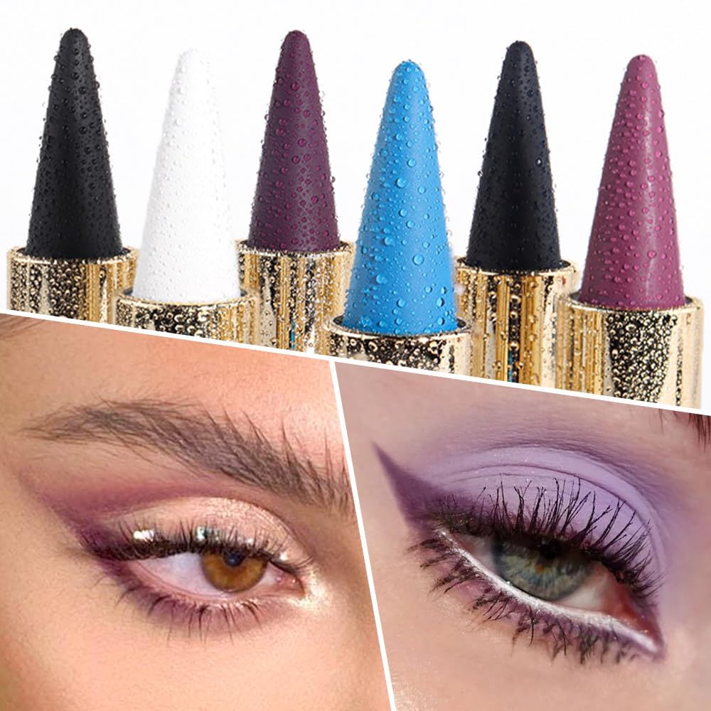 Kaely 2Pcs Light Dark Purple Angled Gel Eyeliner Pencil, Violet Lavender Plum Eyeliner for Older Women, Face Paint Eye Black Stick Waterproof Smudge Proof, Gothic Halloween Makeup