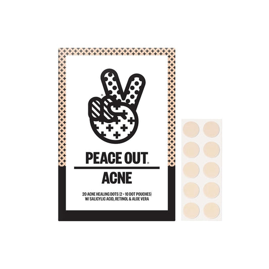 PEACE OUT Acne Healing Dots Helps Clear Blemishes Overnight, Fast Acting Hydrocolloid Pimple Patches for Breakouts with Salicylic Acid, Retinol and Aloe Vera, Award Winning Skincare Solution 20 Count