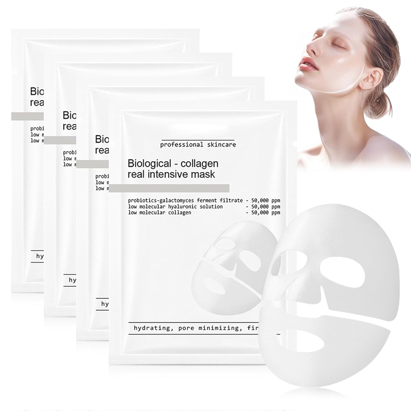 4Pcs Skaind Collagen Glow Mask Overnight, Deep Face Mask, Bio-Collagen Real Deep Mask, Hydrating Overnight Hydrogel Mask, Revitalize Your Skin with Low Molecular Weight Collagen Mask