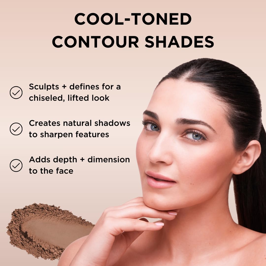 HALEYS Re-sculpt Smoothing Contour Powder (Dark) Lightweight, Non-Caking, Nourishing & Skin-Softening, Infused with Shea Butter & Chamomile Flower Water to Soothe Skin