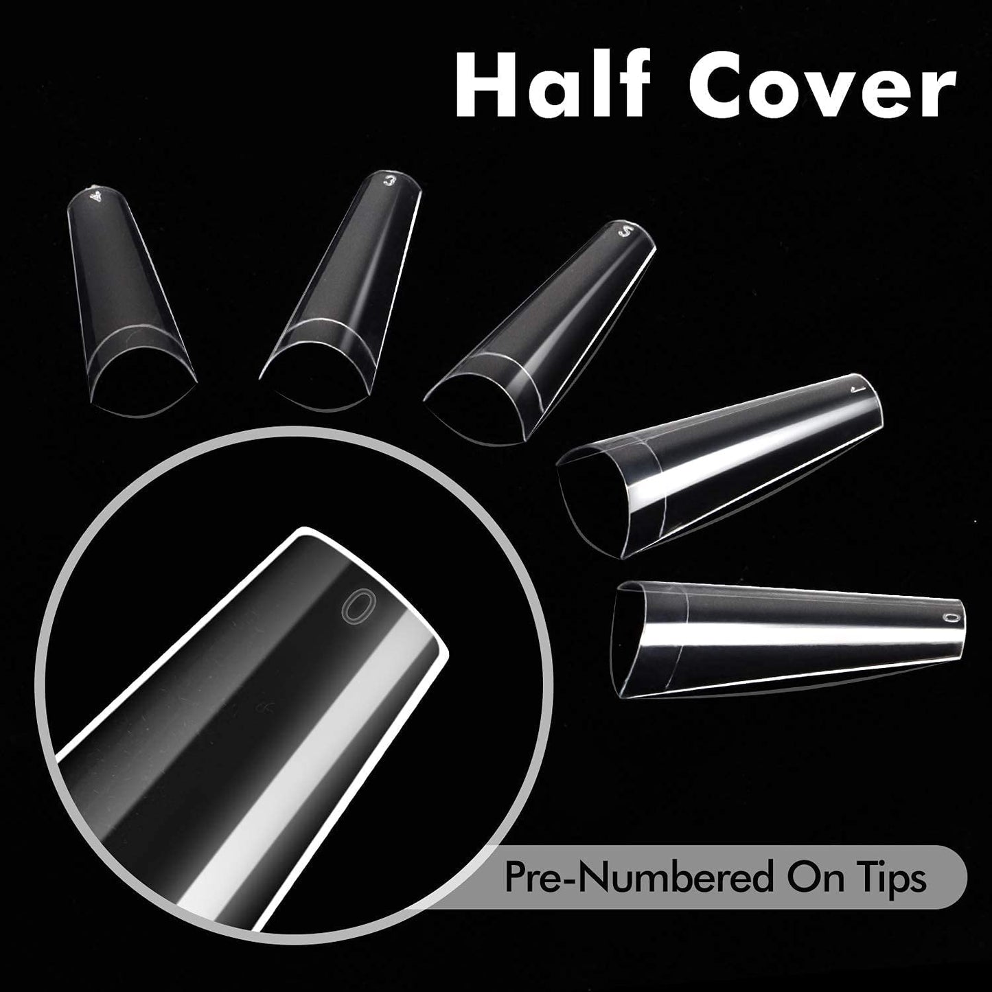 INFELING Clear Coffin Nails Tips - Nail Tips for Acrylic Nails Professional, 500pcs Half Cover French Nail Tips with Box, False Fake Nail Tips for Salons Home, 10 Sizes