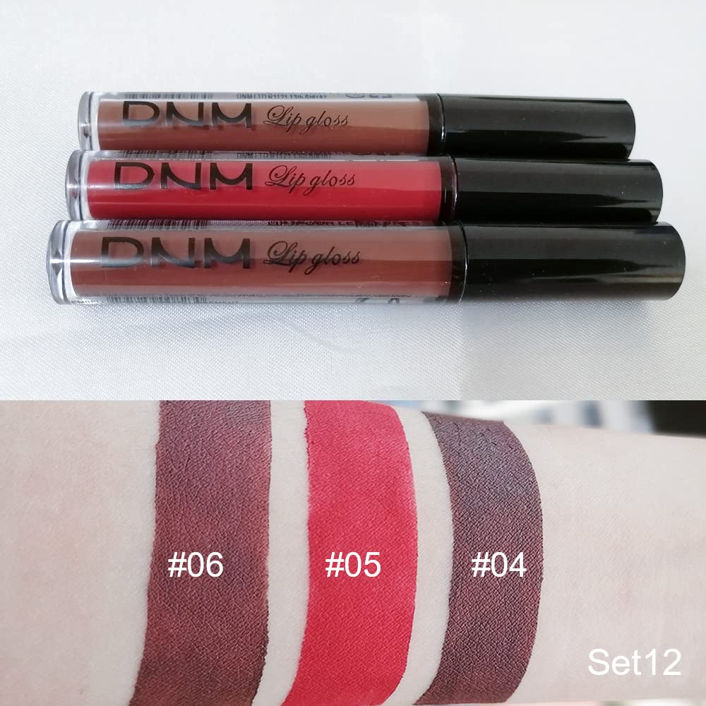 evpct 3Pcs Matte 24-hour Liquid Lipstick Sets, Dark Ruby Brown Red Permanent Stay on Lipstick Lip Set for Black Women Long Lasting 24 Hours Smudge Proof labiales matte labial mate larga duracion 24 02
