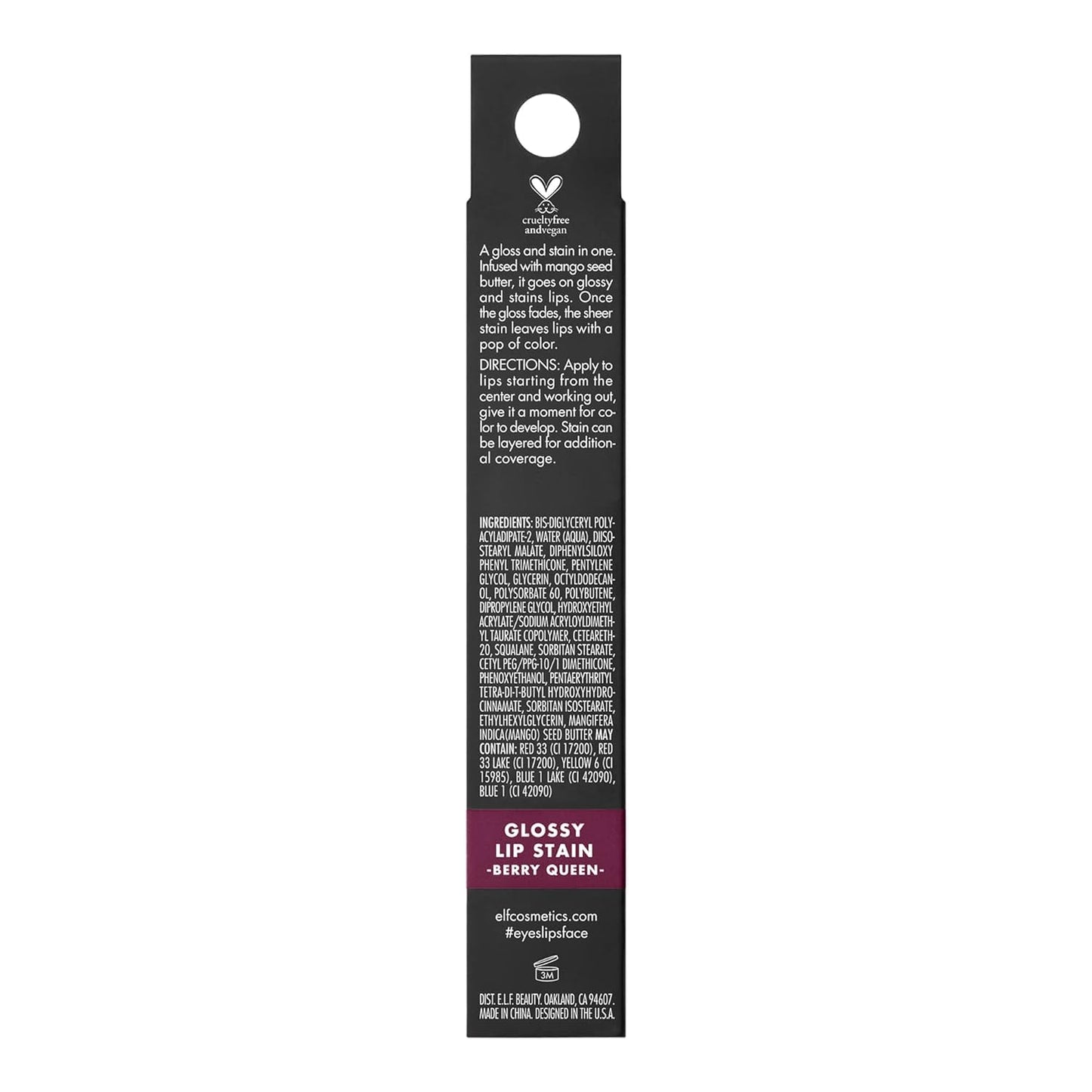 e.l.f. Glossy Lip Stain, Long-Lasting, Lightweight Lip Stain For A Sheer Pop Of Color & Subtle Gloss Finish, Vegan & Cruelty-Free, Berry Queen
