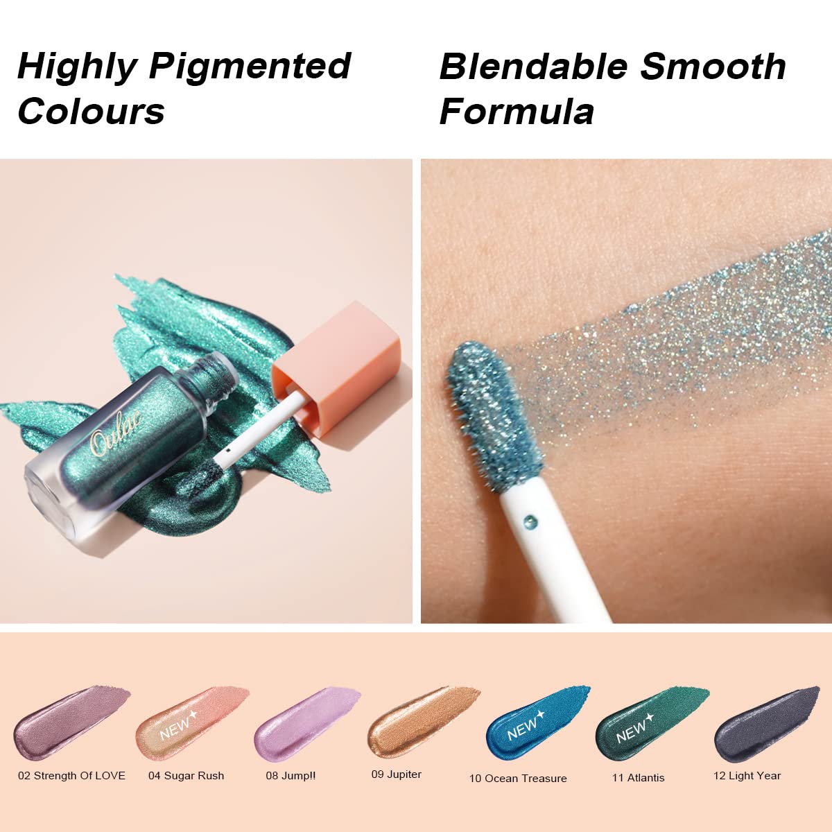 Oulac Liquid Glitter Eyeshadow Liquid Eyeshadow White Eye shadow| Liquid Eyeliner Shimmer Eye Makeup| Non-creasing Lightweight Moisturizing Formula Easy to Remove. Vegan & Cruelty-Free (27)