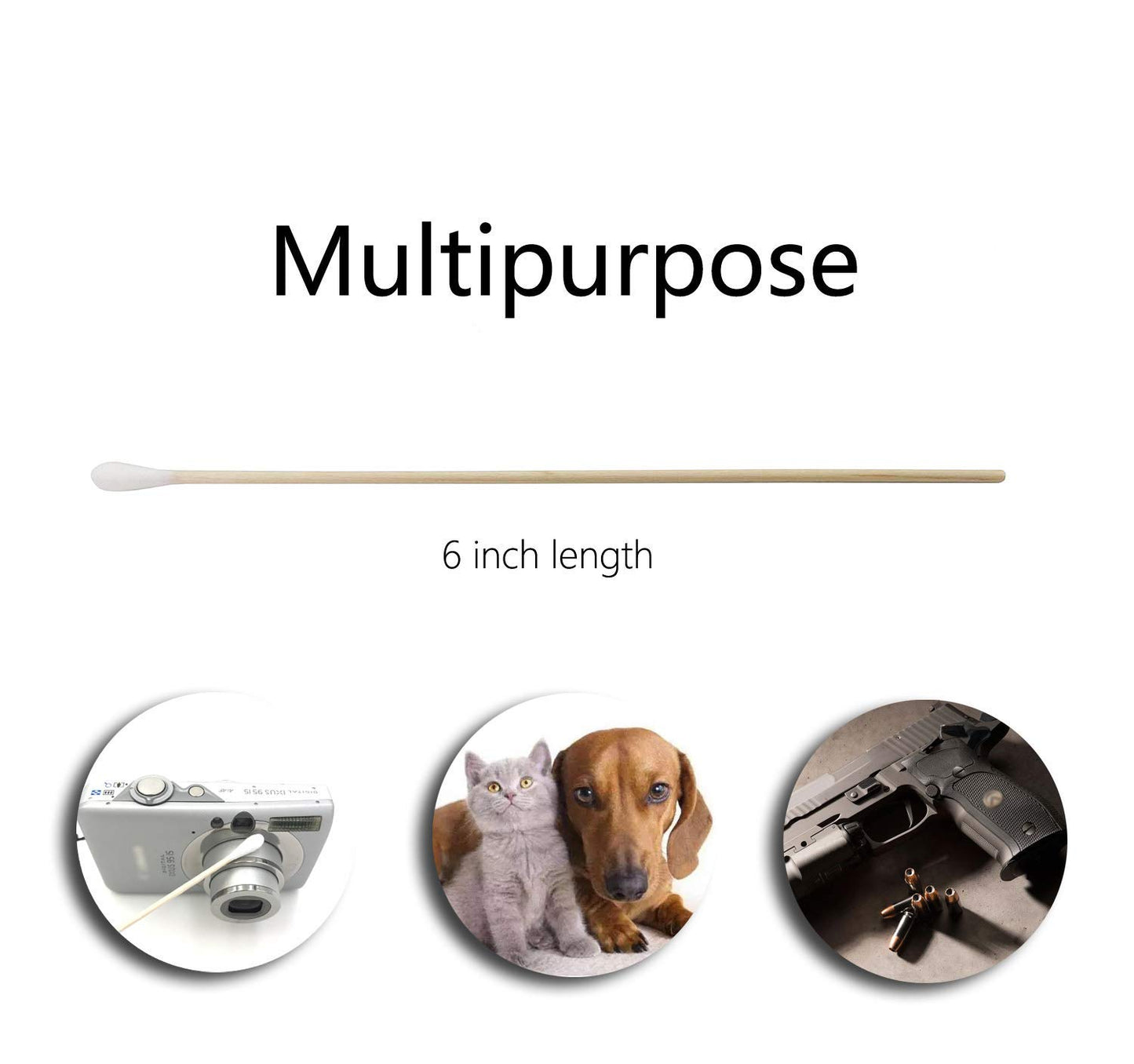 6" Long Cotton Swabs 2000pcs for Makeup, Gun Cleaning or Pets Care