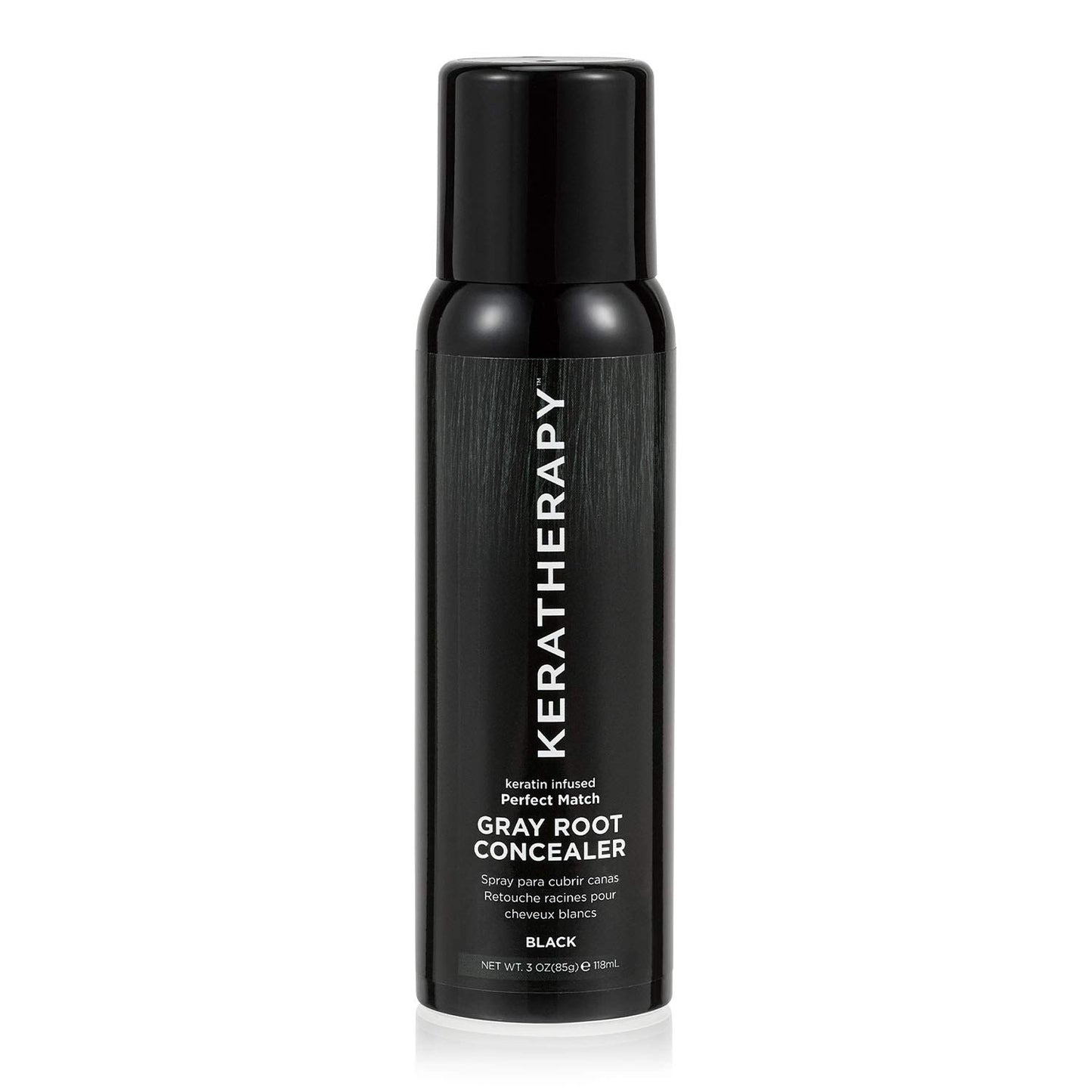 Keratherapy Keratin Infused Perfect Match Gray Root Concealer Spray, Black, 3 oz, 118 ml - Root Cover Up Spray to Hide Gray Roots - Keratin Therapy Hair Darkening & Temporary Scalp Concealer