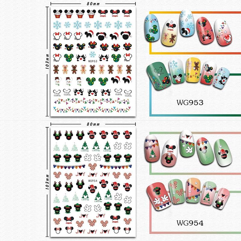 4 Sheets Christmas Nail Art Stickers Decals 3D Cute Animal Christmas Tree Snowflake Candy Self Adhesive Nail Design Nail Decals Xmas Nail Stickers for Women DIY Xmas Party Nail Decoration