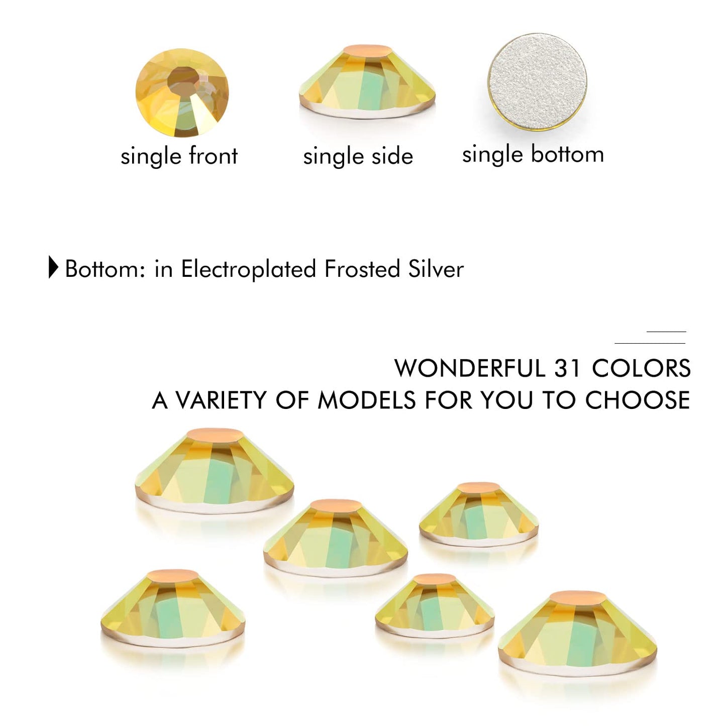 1440Pcs Metallic Sunshine Crystal Rhinestones,Glass Flatback Rhinestones Gemstones for Nail Face Makeup Art Crafts Clothes Decoration-(SS20,Metallic Sunshine)