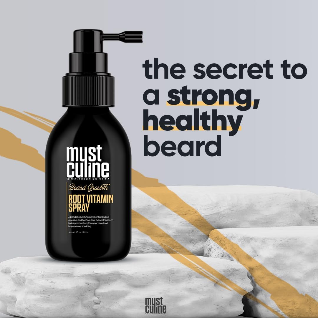 Beard Root Vitamin Spray, 4 Pack, Unscented, Supports Beard and Moustache Growth and Strengthening, Increases Elasticity, Prevents Breakage, Volumizes