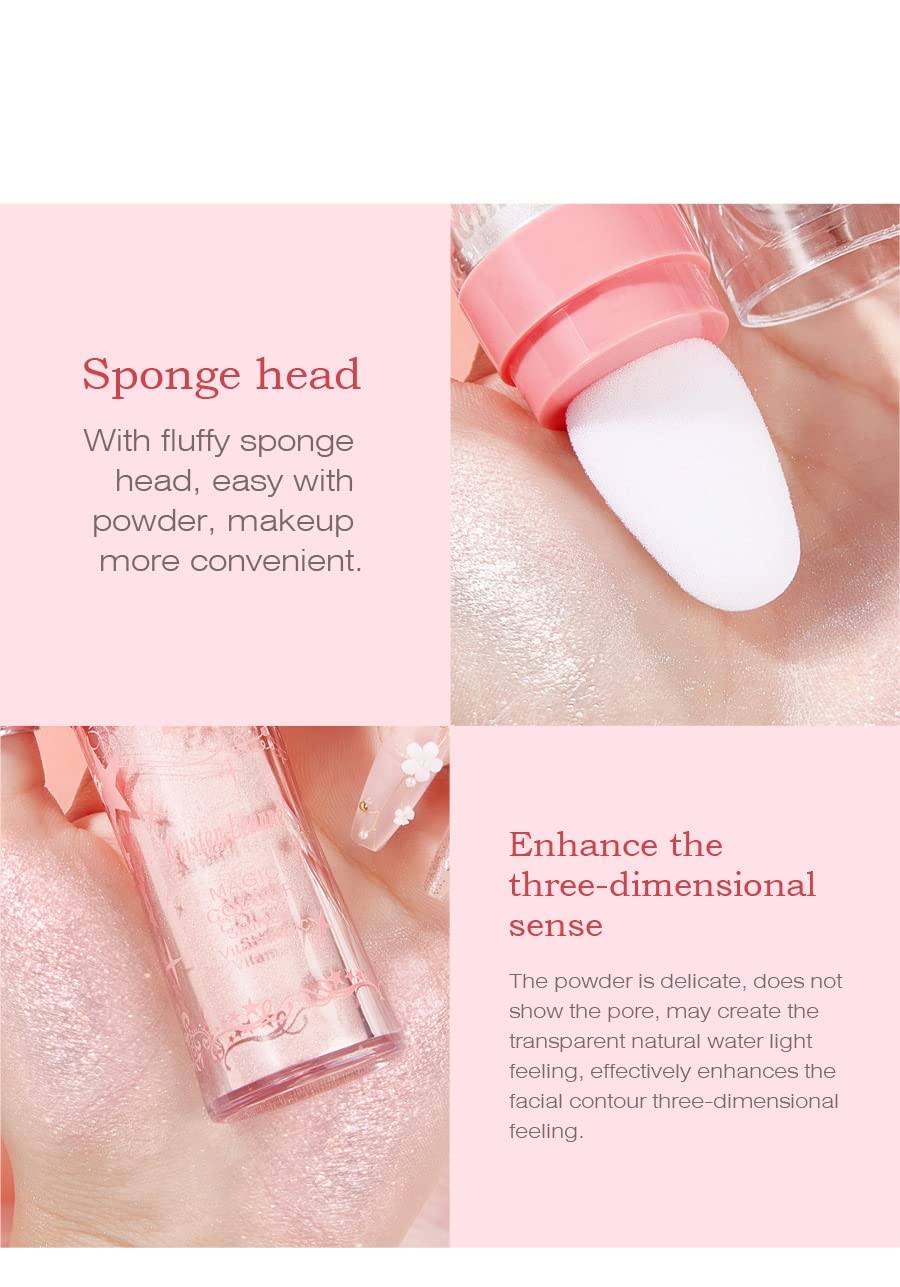 2 Pack Glitter Powder Highlighter Makeup, Body Brightens the Natural Three-Dimensional Face Blusher Patting Powder Highlighter. (01# White moonbeam)