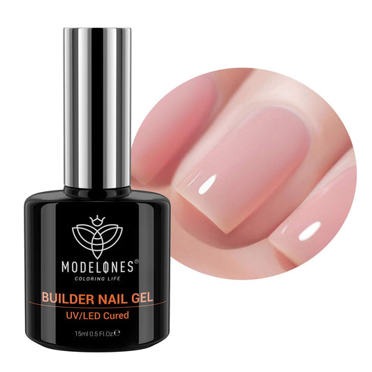 modelones Builder Nail Gel, 8-in-One Neutral Nude Pink Builder for Nail Thickening Apex Building, Rose Blush Pink Rubber Color Base LED Lamp Cured Strengthener Extend Hard Gel Polish for DIY Salon