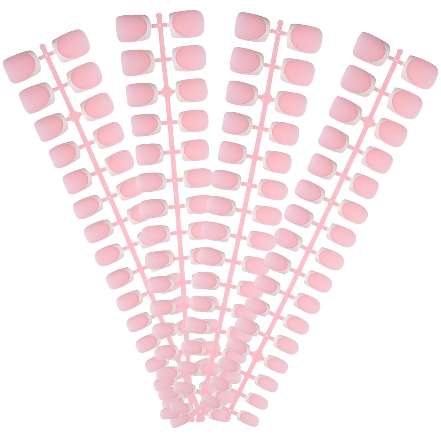 French Tip Press on Nails, 160PCS Gel Nail Tips with 5 Strips, 16 Sizes Pre-applied Primer Classic French Fake Nails, No Need to File, XS Square Pink, DIY Nails Art Design Gifts for Women
