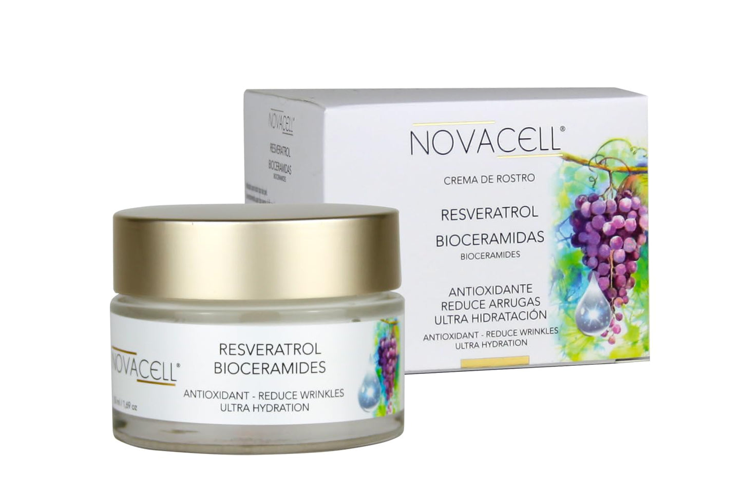 Resveratrol Face Moisturizer Cream with Ceramides - Nourishing, Keeps Moisture & Helps Elasticity, Firmness. Fills Expression Lines & Wrinkles - 50 ml