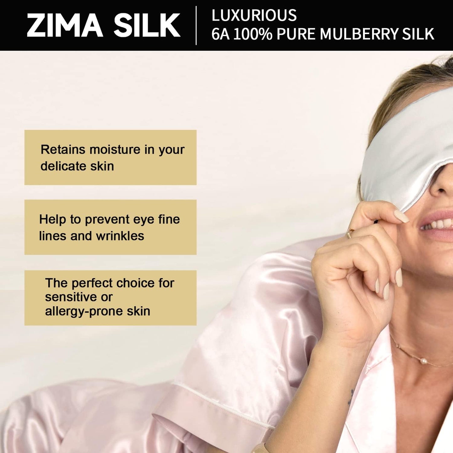 ZIMASILK Adjustable 22 Momme 100% Pure Mulberry Silk Sleep Mask, 3D Contoured Cup Eye Mask for Sleeping, Super Soft Breathable Blindfold, Perfect Blocks Light for Sleeping. (Sky Blue)
