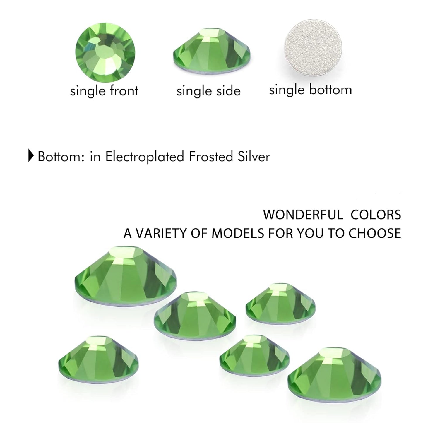 288Pcs Light Green Crystal Rhinestones,Glass Flatback Rhinestones Gemstones for Nail Face Makeup Art Crafts Clothes Decoration - (SS30,6.5mm,Light Green)