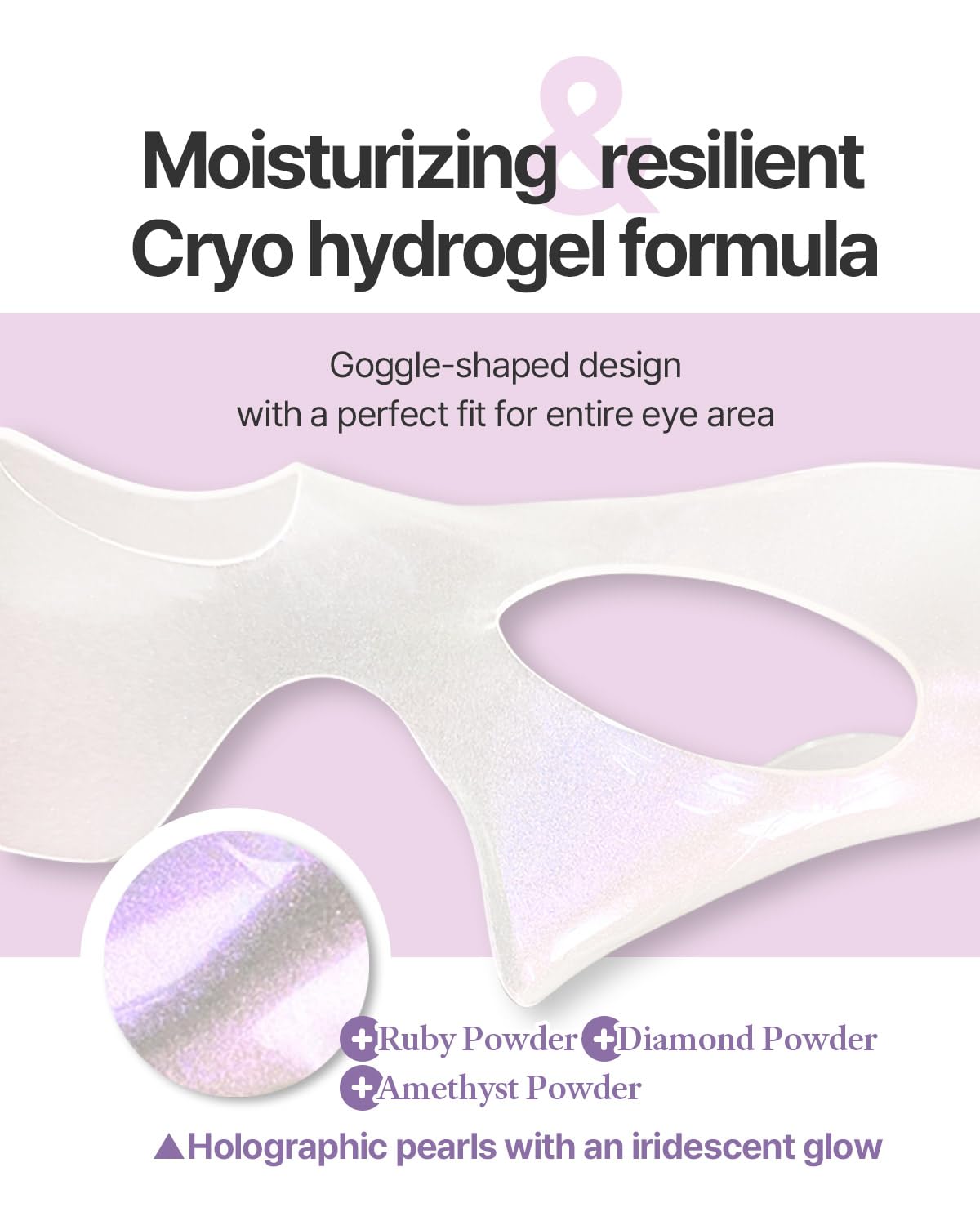 Petitfee Aura Quartz Hydrogel Eye Zone Mask 5ea (9g*5) - Lavender Eye Mask for Entire Eye Area, Instant Cooling, Eye Puffiness, Morning Quick Eye Care, Rejuvenating Tired Eye Area, Brighten Under Eye