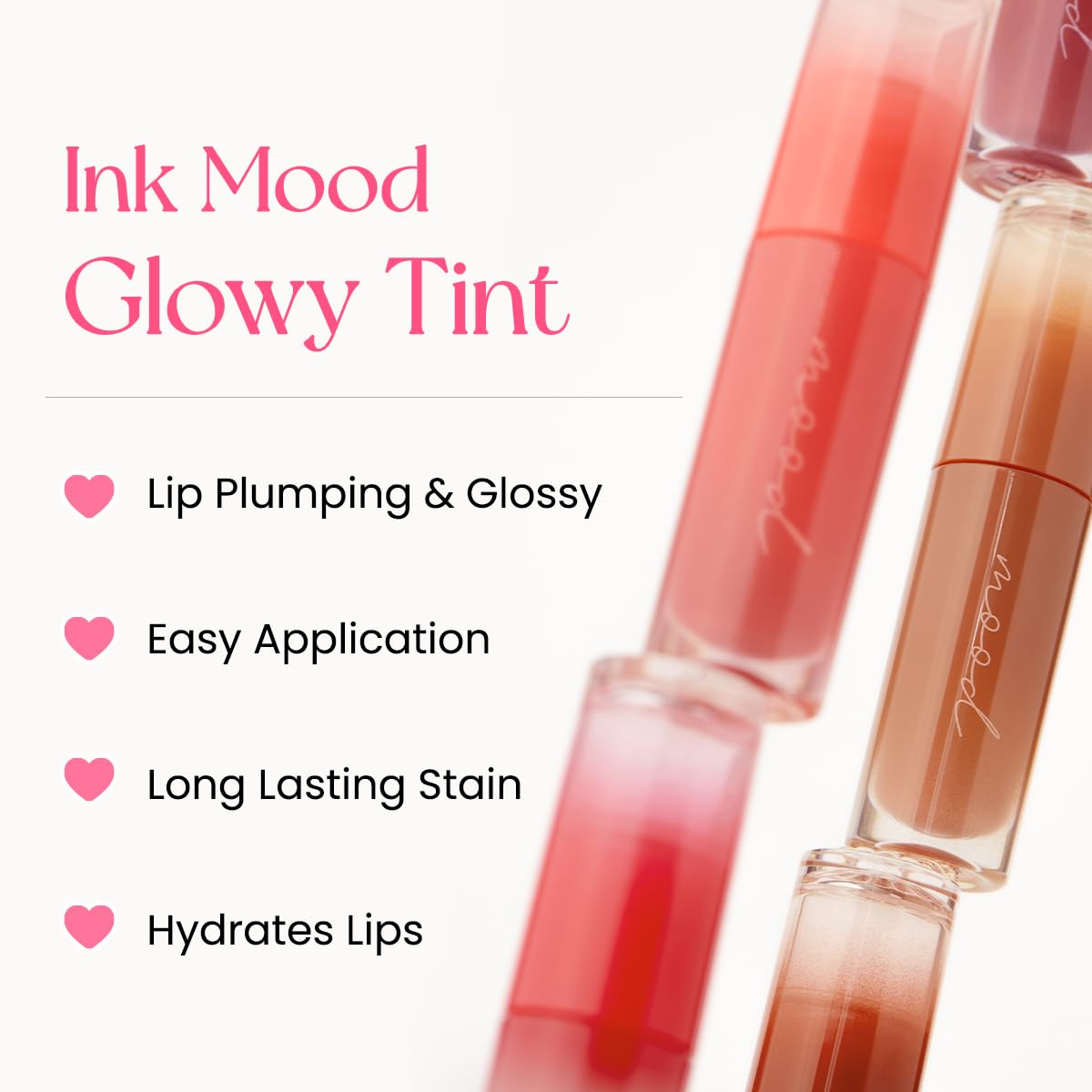 Peripera Ink Mood Glowy Tint, Korean Lip Tint, Naturally Moisturizing, Lightweight, Glow-Boosting, Long-Lasting, Comfortable, Non-Sticky, Mask Friendly, No White Film, K Beauty (024 CORAL PRIDE)