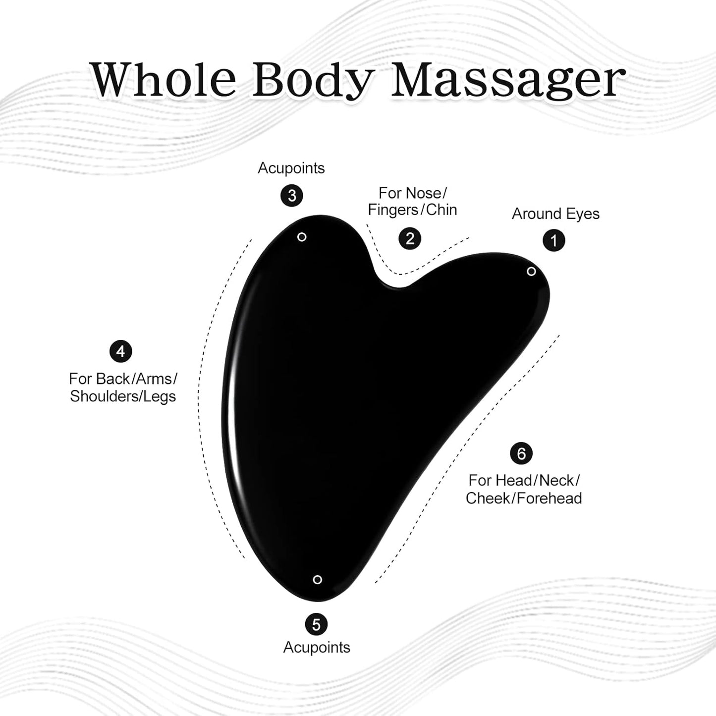 rosenice Gua Sha Facial Tools Black Guasha Tool Gua Sha Jade Stone for Face Skincare Facial Body Tensions Reduce Puffiness Festive Gifts