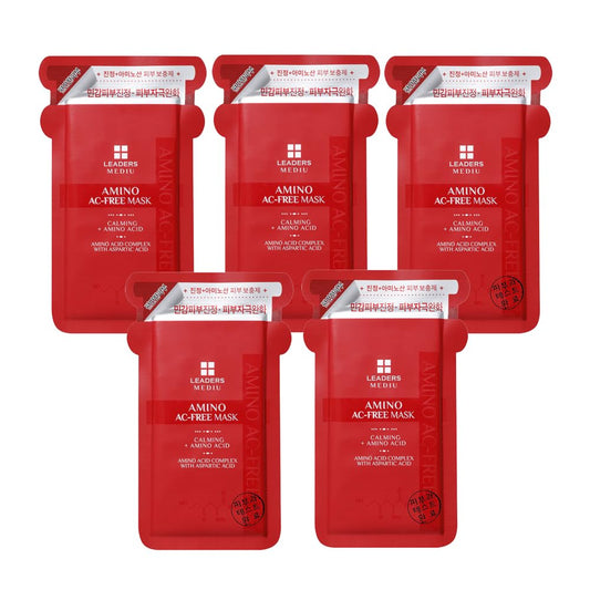 Amino AC-FREE Acne Control Facial Sheet Mask | AHAs, BHAs, Salicylic Acid, Snail Secretion, Chamomile | For Oily, Acne-Prone Skin, Reduces Blemishes (5 Sheets)