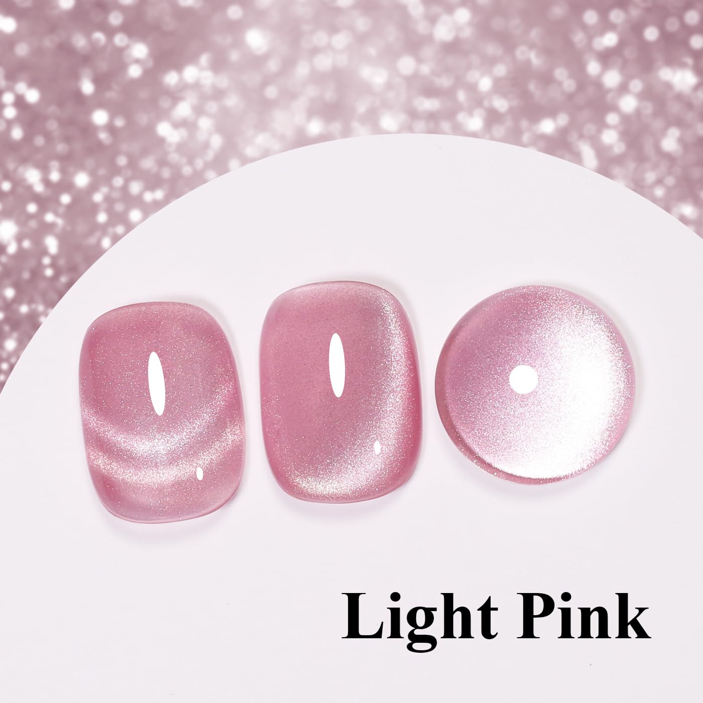 Imtiti Cat Eye Gel Nail Polish, Light Pink Holographic Magnetic Crystal Nail Gel Polish With Magnet Glittery Galaxy Spring Summer Kit Soak Off UV Led 10ML