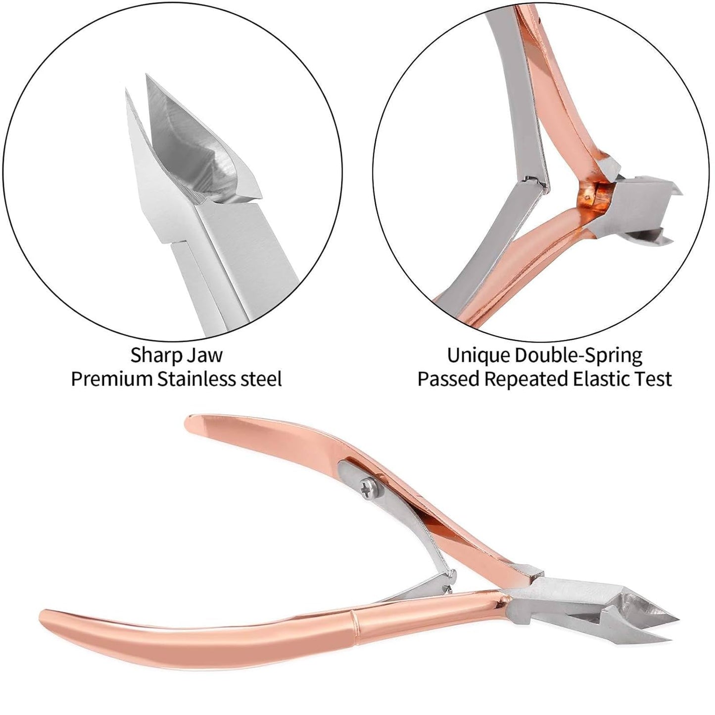 Cuticle Trimmer with Cuticle Pusher and Cutter,YINYIN Cuticle Remover Cutter Nipper Clippers Durable Pedicure Manicure Tools for Fingernails and Toenails(D501-RoseGold)…