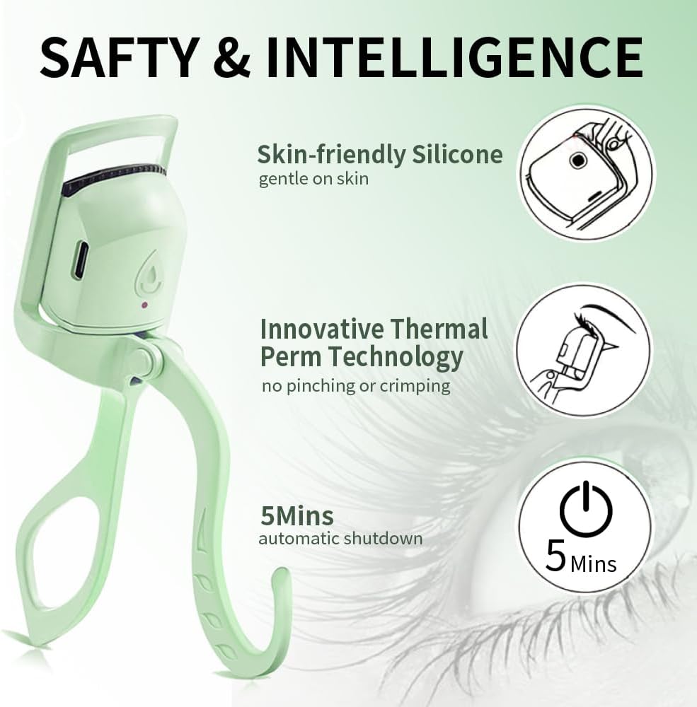 Heated Eyelash Curler, Fast Heat up Within 5s, 24 Hours Long Lasting, Rechargeable Electric Eyelash Curler, Temperature Control, Safe Anti-Burn Eyelash Curlers, Quick Natural Curling Eye Lashes