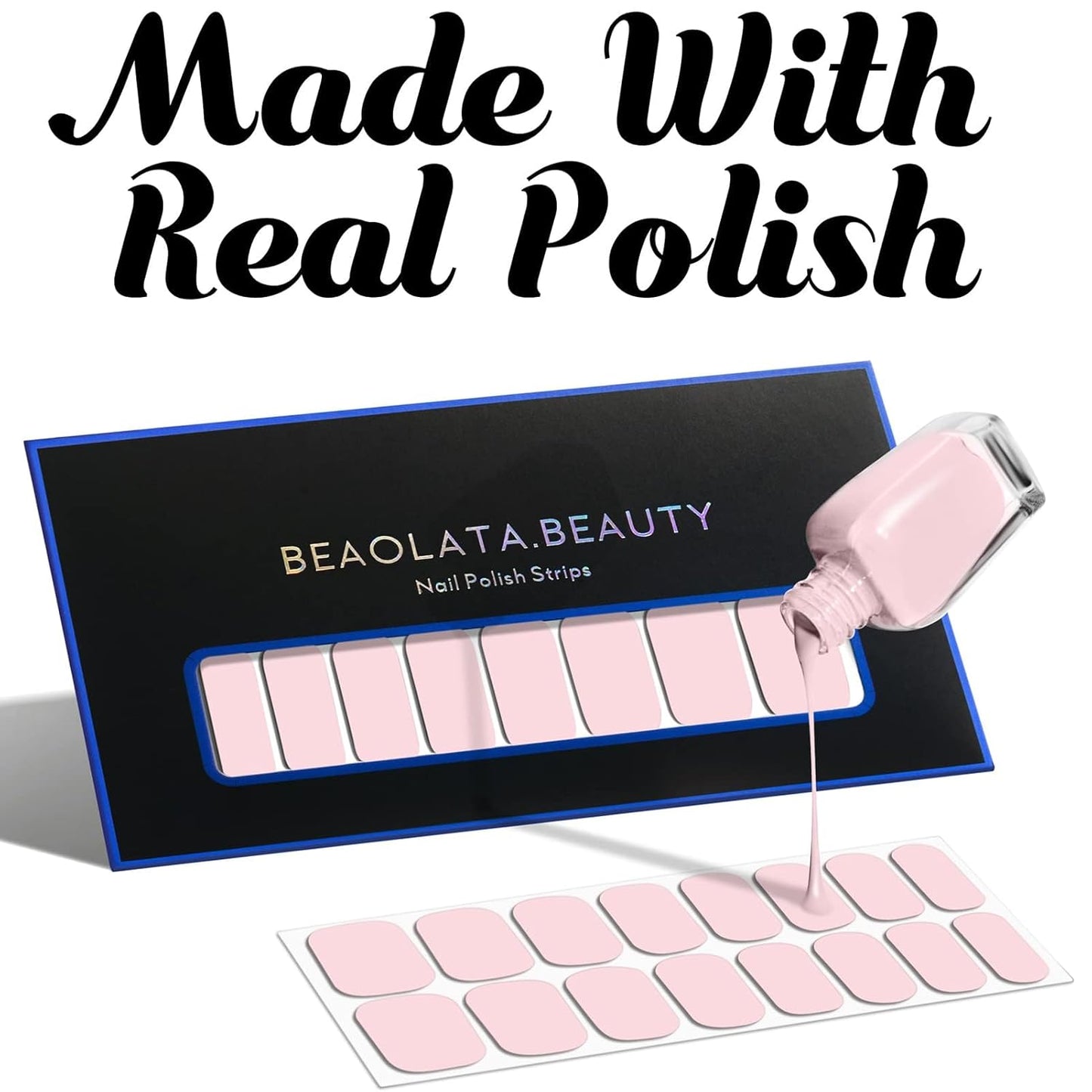 Nail Polish Strips Long Lasting, 20Pcs Wraps, Easy Apply& Remove Salon Quality Gel Nail Stickers (Sand Light Beige)
