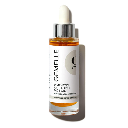 GEMELLE Lymphatic Anti-Aging Face Oil | 10x Award Winner | Vitamin C,E,A | Moisturize, Repair & Protect | Premium Natural Botanical Oil | Use with Face Massage, Lymphatic Drainage Massager - 30ml