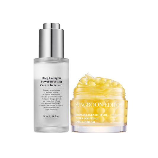 SUNGBOON EDITOR Fine Line Care Duo : Cream in Serum & Collagen Capsule Cream, Deep Wrinkle Care, Glass Skin, Elasticity for Aged Skin, Face Moisturizer, Gifts for Mom, Korean Skin Care