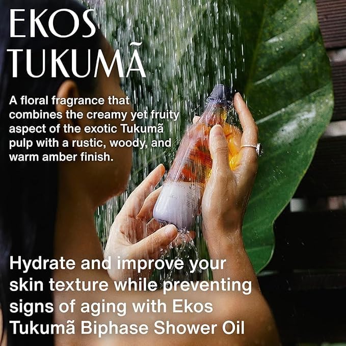 natura - Ekos Tukumã Biphase Shower Oil Refill - Replenishing In-Shower or Bath Body Oil - Anti-Signs of Aging - Skin Moisturizer - Vegan Skin Care - Brazilian Beauty Secrets - 6.7 fl oz (200ml)