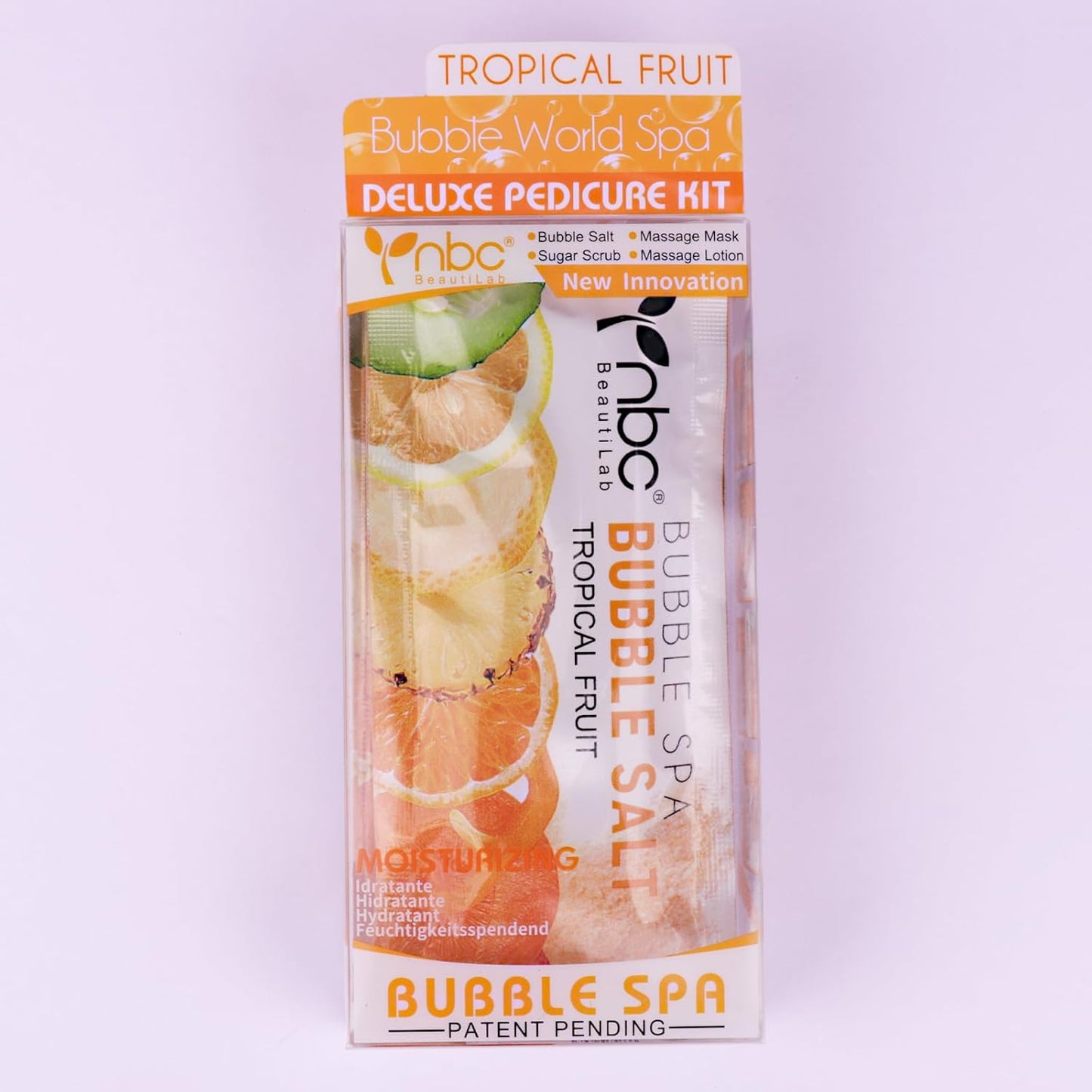 Pedicure Kit Foot Soak Set: Bubble Salt, Sugar Scrub, Massage Mask, Massage Lotion in a Box, 4 Step Foot Spa Kit for Dry Feet,Tired Feet （1 Set Mango)