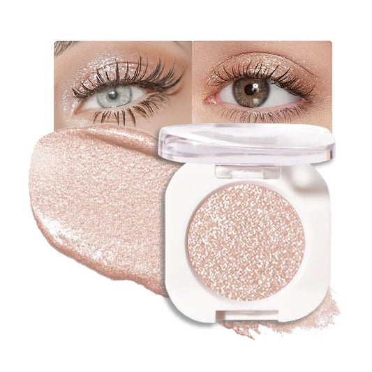 Pearl White Glitter Eyeshadow Palette for Women, Single Monochrome Eye Shadow Makeup, Shiny Pressed Powder, Blendable Natural sombras para ojos, Holographic,Vegan,Travel -11