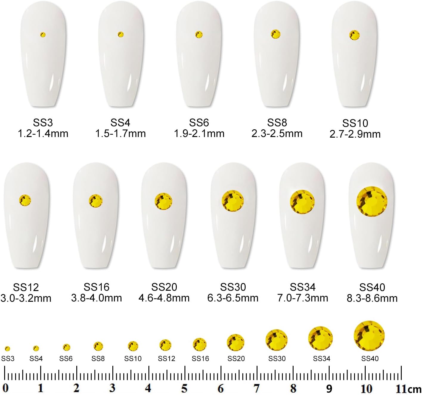 2000PCS SS16 Flatback Rhinestones | 12-Facet Diamond-Cut Glass Gems for Nail Art, Clothing, DIY Crafts |Glue-On Decoration Stones with Silver Backing(Citrine)