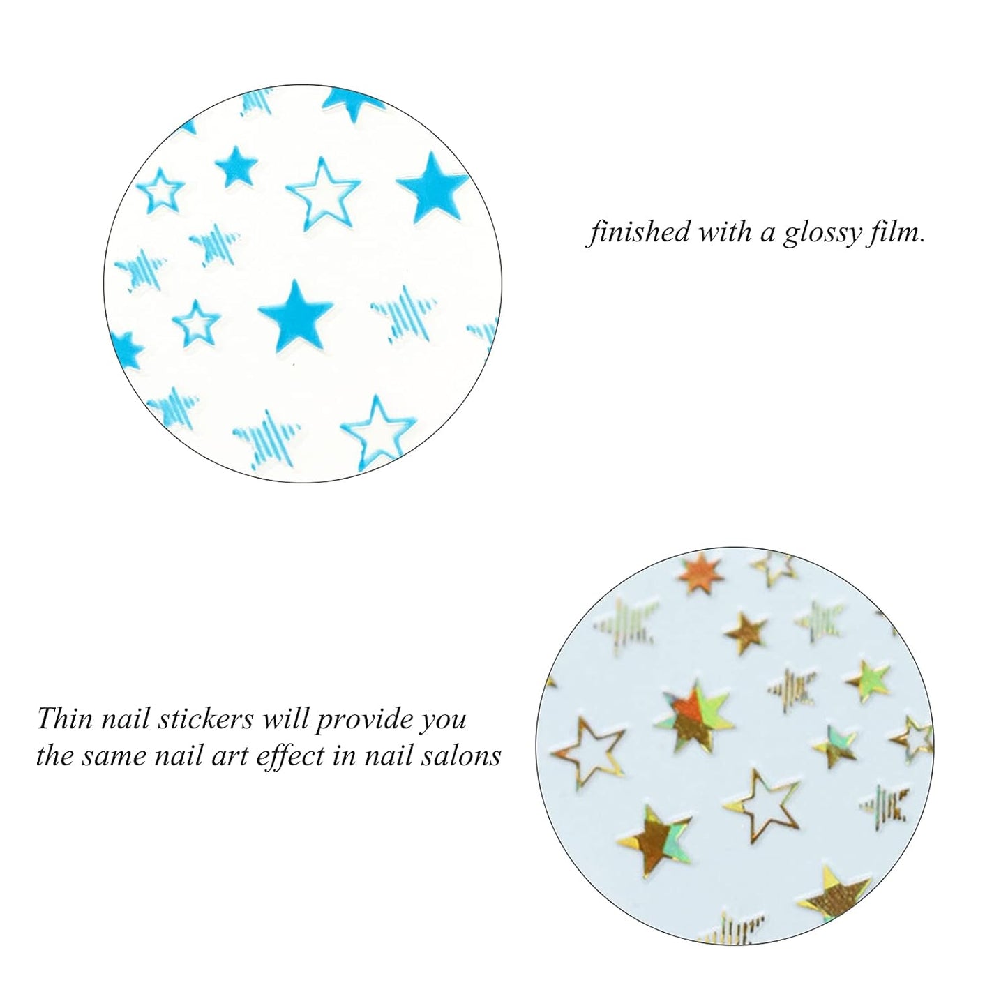 12 Colors Stars Nail Stickers for Women Girls Kids - 3D Self Adhesive Star Decals for Natural Fingernails and Acrylic Nails - Star Decor for Nail Art Design DIY Decoration