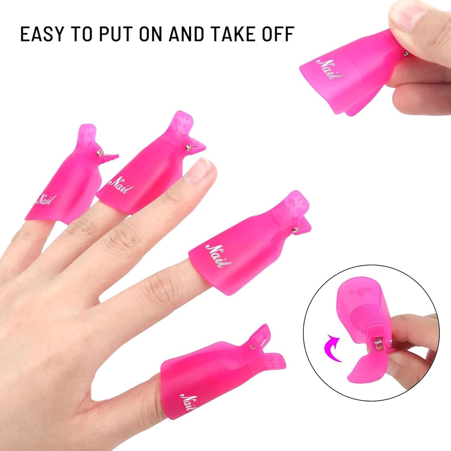Ponjowl Gel Nail Polish Remover Kit with 10pcs purple Nail Polish Remover Clips Cap, Dispenser Bottle,Gel Polish Cuticle Pusher, 400 PCS Cotton Pads, Buffer Block, Handle Brushes, Nail File.