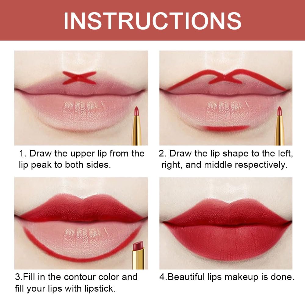 Kaely 2-in-1 Dark Plum Wine Red Lip Liner & Lipstick Set Kit for Women, Matte Lips Kit with Lip Liner Lip Stains Long Lasting Waterproof 24 Hour Lipstick and Lip Liners Combo Lipliners Pencil 06