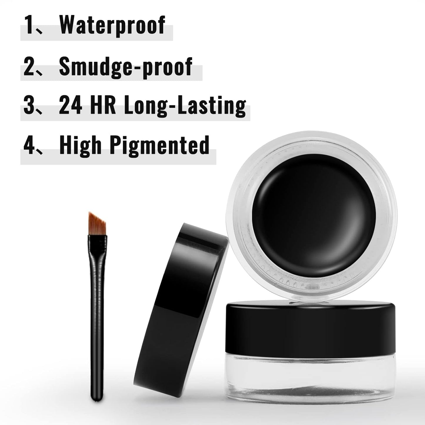Erinde Green Gel Eyeliner, Waterproof Cream Eyeliner Gel Pot, High-Intensity Pigments Long Lasting Smudge-Proof Eye Liner Halloween Makeup, Waterline Matte Eye Liner with 2PCS Brushes, 05 Green