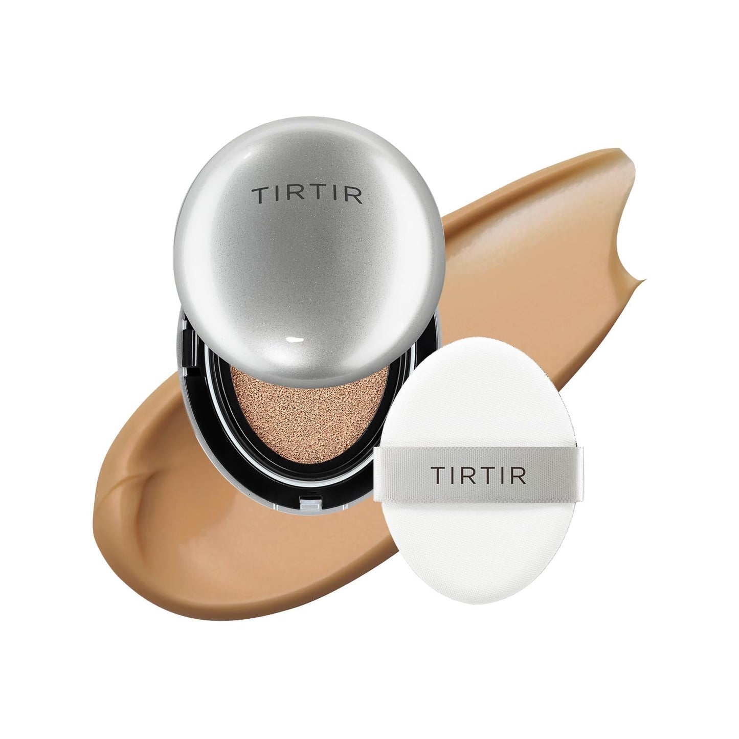 [*Mini Size*] TIRTIR Aura Glow Silver Cushion | Korean Cushion Foundation, (#35N Walnut, 0.15 Fl Oz)