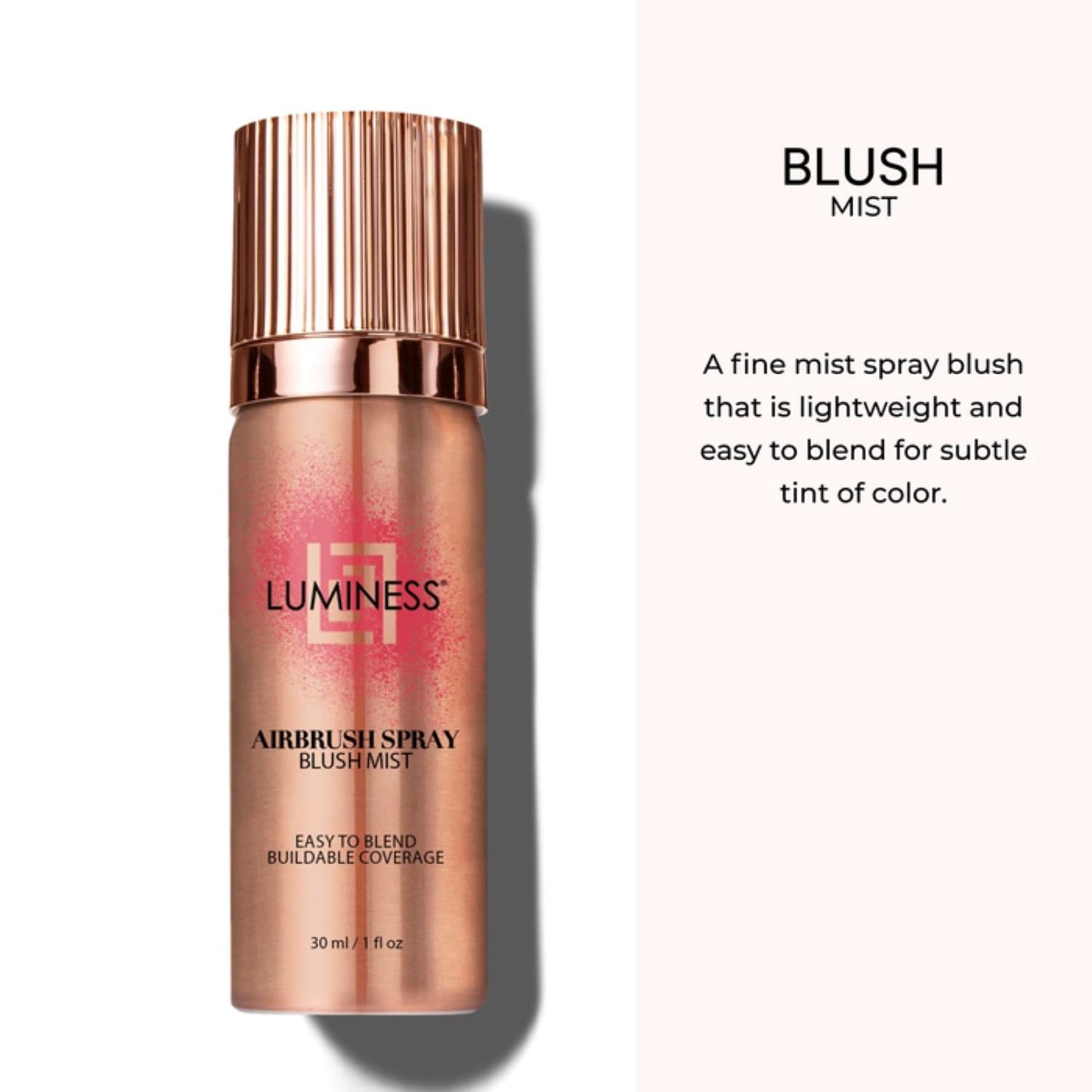 LUMINESS Airbrush Spray Blush Makeup - Fine Mist, Lightweight, Travel Size - Buildable Coverage for All Skin Tones, Natural Radiant Finish, Nourishing Formula with Vitamin E, Long-Lasting & Blendable