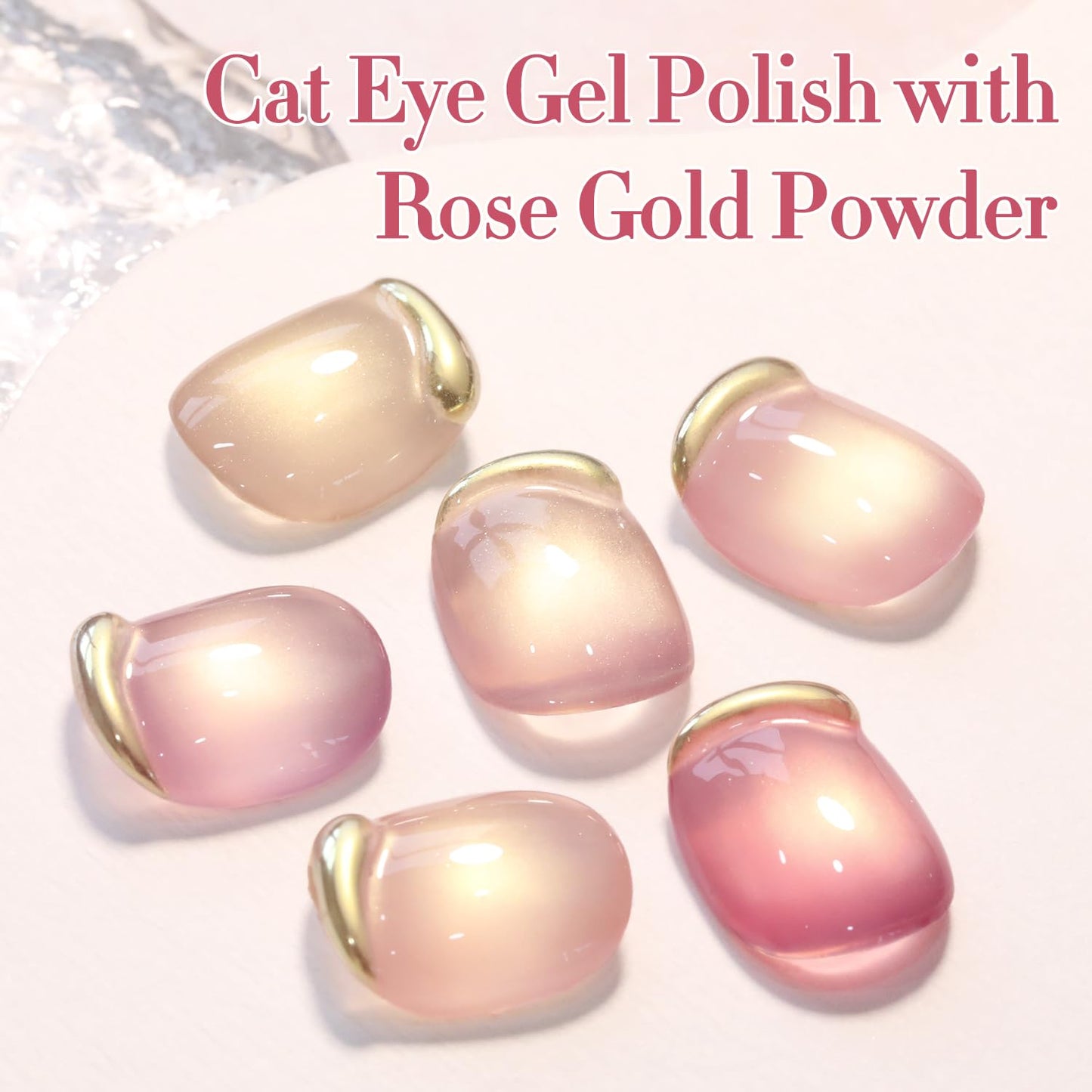 Double Rhythm 0.5 Oz Cat Eye Gel Polish with Magnet Same Color Same Bottle Holographic Glitter Shimmer Translucent Color Salon 15 ML Magnetic Nail Art (Rose Pink-MC1182)