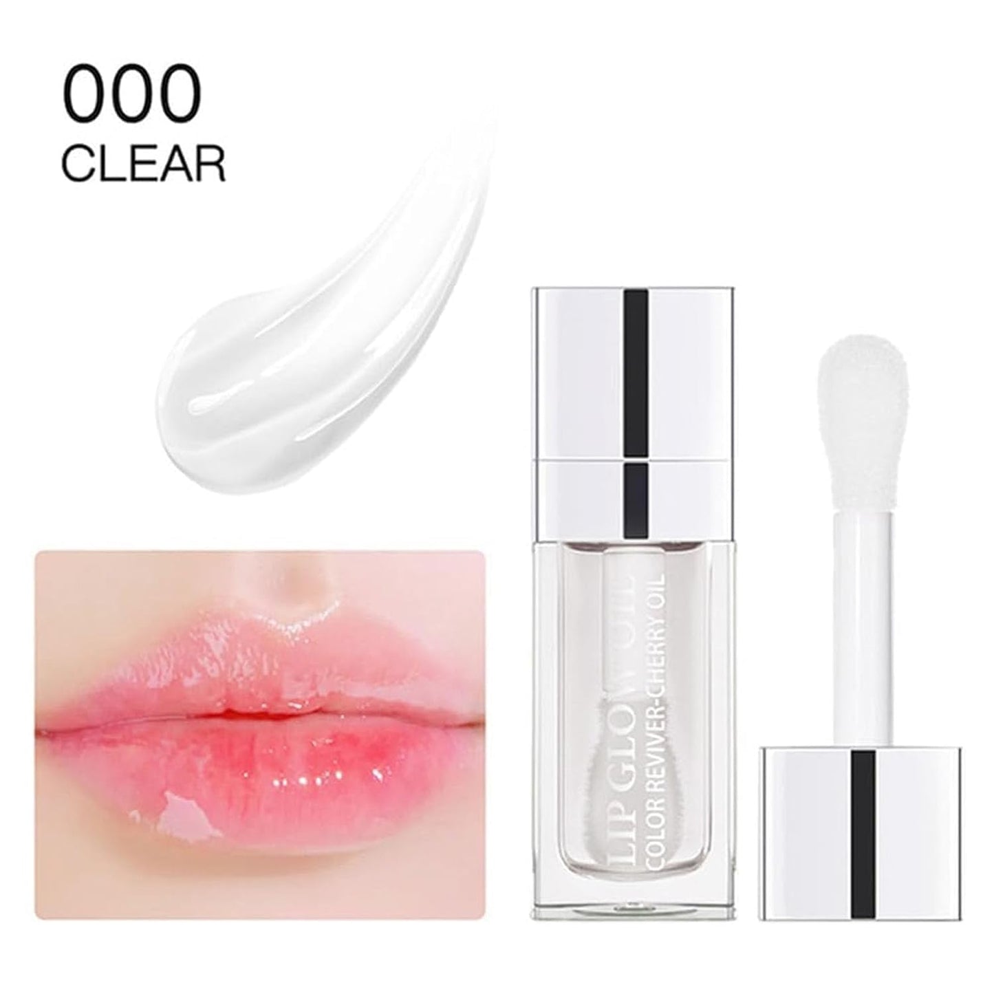 Hydrating Lip Glow Oil, Lip Oil Gloss Transparent Toot Tinted Nourishing Long Lasting Repairing Lightening Lip Lines (CLEAR) 0.2 OZ
