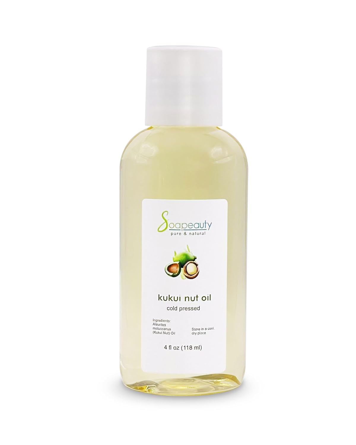 KUKUI NUT OIL Cold Pressed Unrefined | 100% Natural Available in Bulk | Carrier for Essential Oils, Face, Skin, Hair Moisturizer, Soap Making | Sizes 2OZ to 7 LBS | (4 OZ)