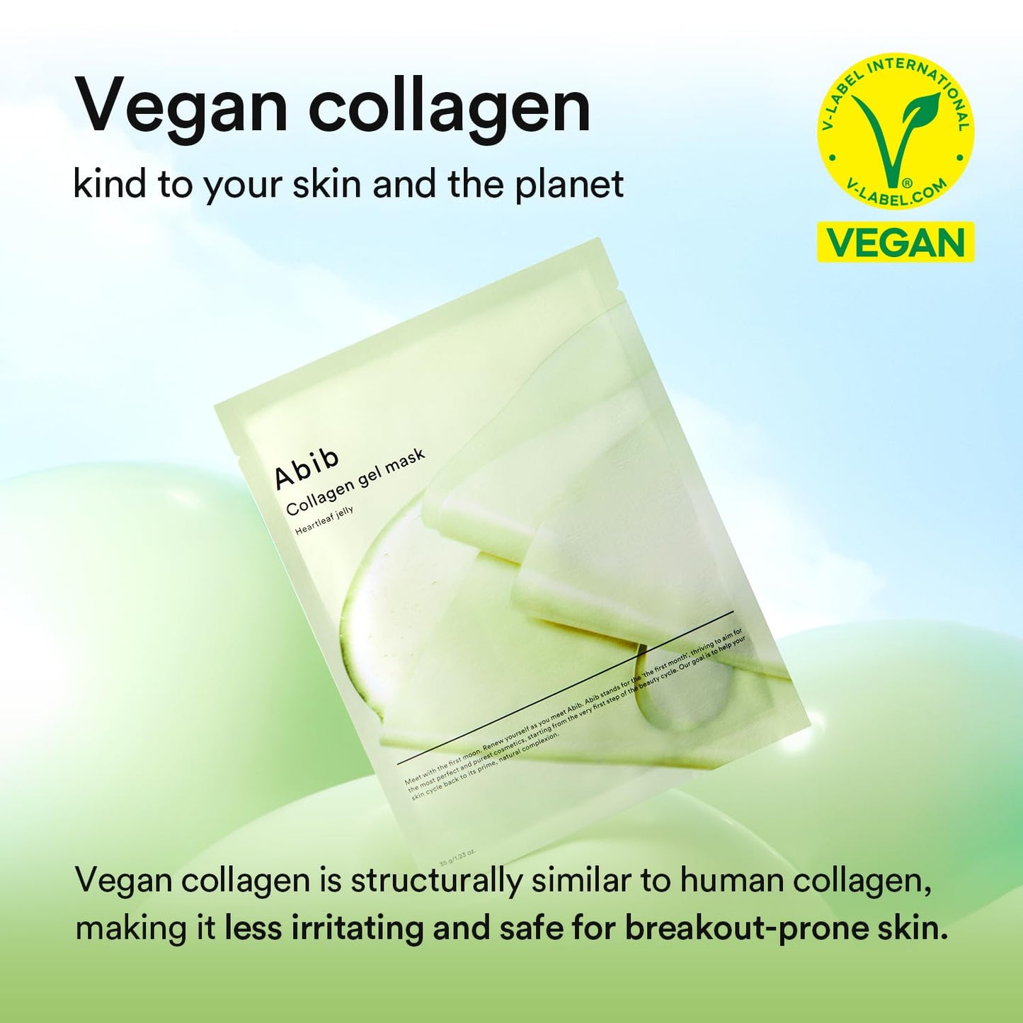 Abib Collagen Gel Mask Heartleaf Jelly 4 Sheets (Soothing) I Korean Vegan Collagen, Cooling Calming Hyaluronic Acid Hydrogel Face Mask Skin Care