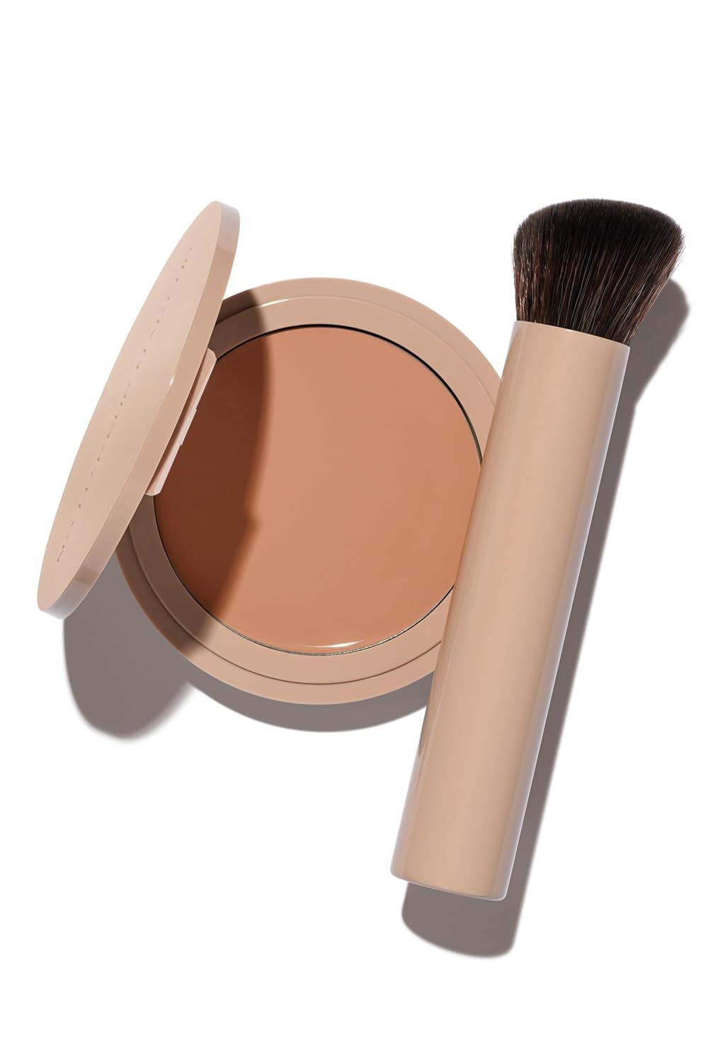 Long-Lasting Lightweight Foundation & Brush Duo | Cruelty-Free, Fragrance-Free, Buildable, Transfer-Proof Makeup (Almond)